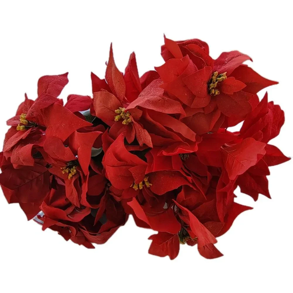 Poinsettias Artificial Christmas Flowers Artificial Decorations - 4 Bunches